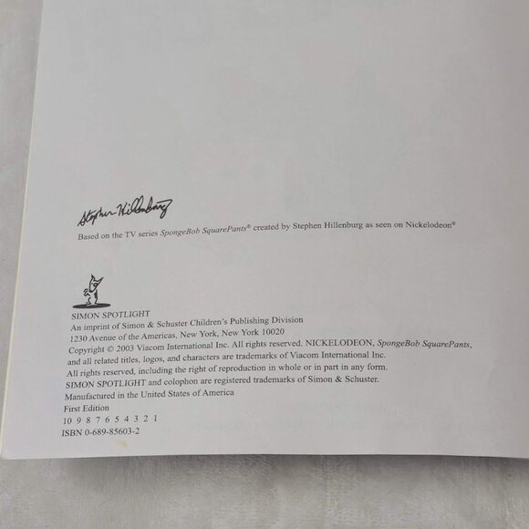 SpongeBob SquarePants Hands Off David Lewman 2003 Simon PB First Edition - Picture 7 of 7